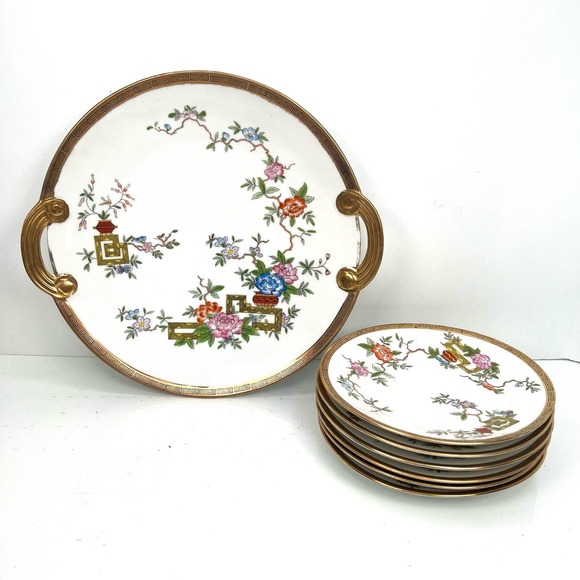 Vintage Nippon Hand painted serving and small plates set